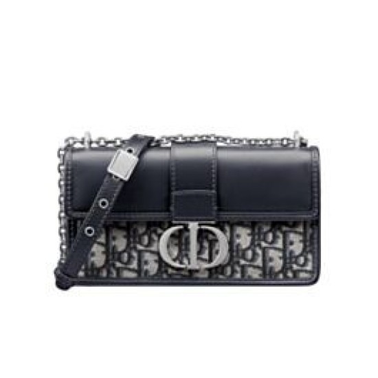 Replica perfetta Dior 30 Montaigne East-West Bag con catena Blu scuro Imitazione Outlet Online