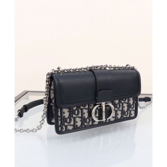 Replica perfetta Dior 30 Montaigne East-West Bag con catena Blu scuro Imitazione Outlet Online