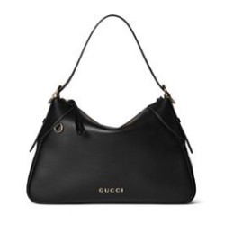 Migliore Repliche Borsa a tracolla media Gucci GG Emblem 815217 Nero Economiche Outlet Online