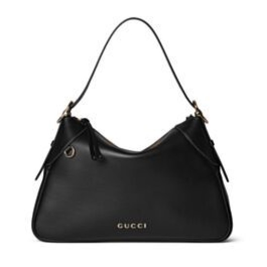 Migliore Repliche Borsa a tracolla media Gucci GG Emblem 815217 Nero Economiche Outlet Online