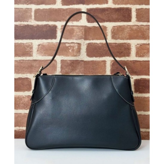 Migliore Repliche Borsa a tracolla media Gucci GG Emblem 815217 Nero Economiche Outlet Online
