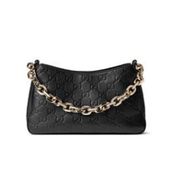 Migliore Repliche Borsa a tracolla piccola Gucci GG Emblem 815263 Nero Economiche Outlet Online