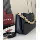 Migliore Repliche Borsa a tracolla piccola Gucci GG Emblem 815263 Nero Economiche Outlet Online