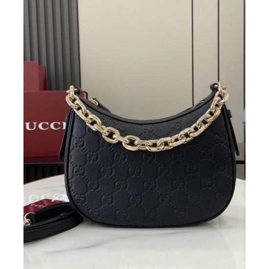 Miglior Falso Borsa a tracolla piccola Gucci con stemma GG 815409 Nera Economiche Premium