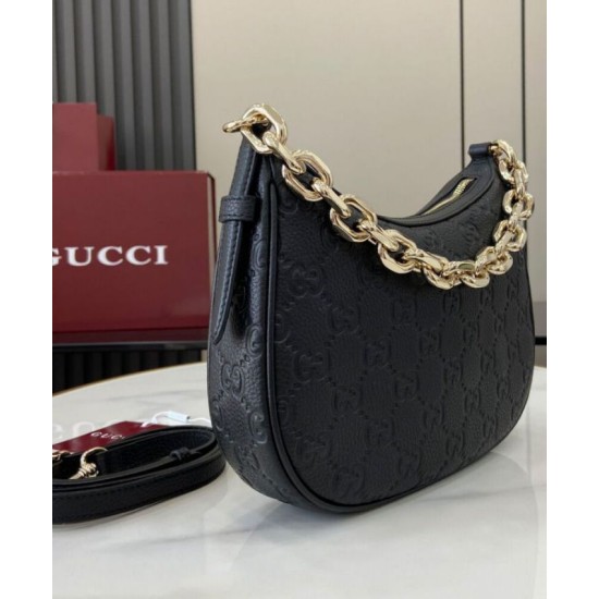 Miglior Falso Borsa a tracolla piccola Gucci con stemma GG 815409 Nera Economiche Premium