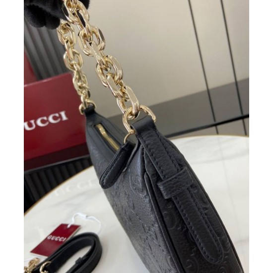 Miglior Falso Borsa a tracolla piccola Gucci con stemma GG 815409 Nera Economiche Premium