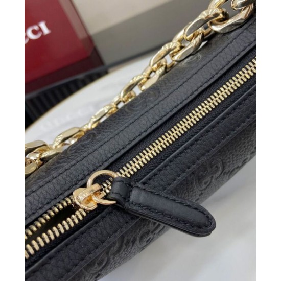 Miglior Falso Borsa a tracolla piccola Gucci con stemma GG 815409 Nera Economiche Premium