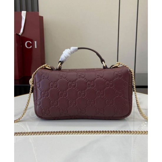Perfette Qualità Repliche Borsa Mini con Manico Superiore Gucci GG Milano 806017 Malva Imitazione