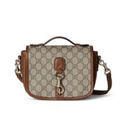 Replica perfetta Borsa a tracolla mini Gucci con stemma GG 815211 Caffè Imitazione Outlet Online