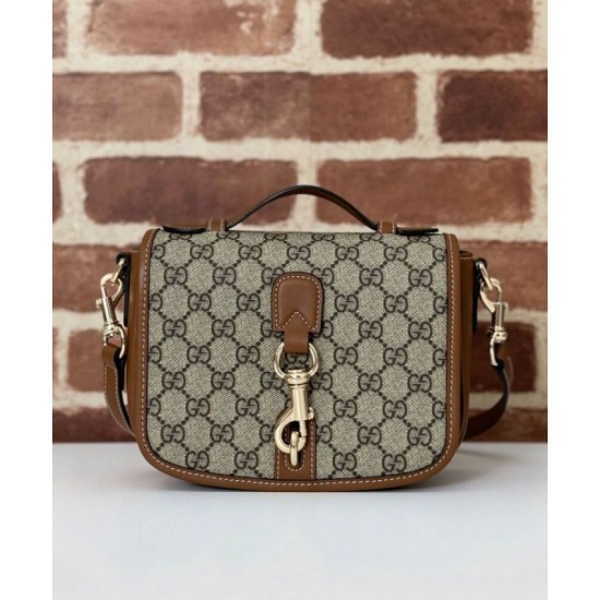 Replica perfetta Borsa a tracolla mini Gucci con stemma GG 815211 Caffè Imitazione Outlet Online