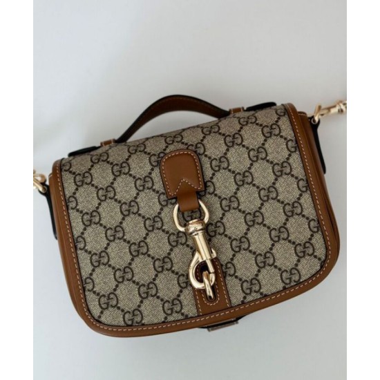 Replica perfetta Borsa a tracolla mini Gucci con stemma GG 815211 Caffè Imitazione Outlet Online