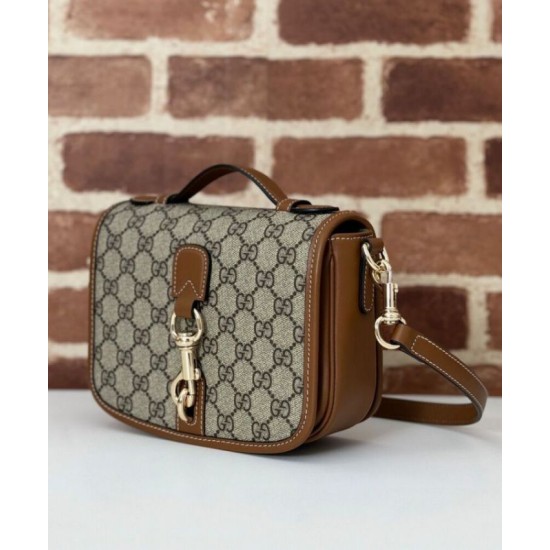 Replica perfetta Borsa a tracolla mini Gucci con stemma GG 815211 Caffè Imitazione Outlet Online
