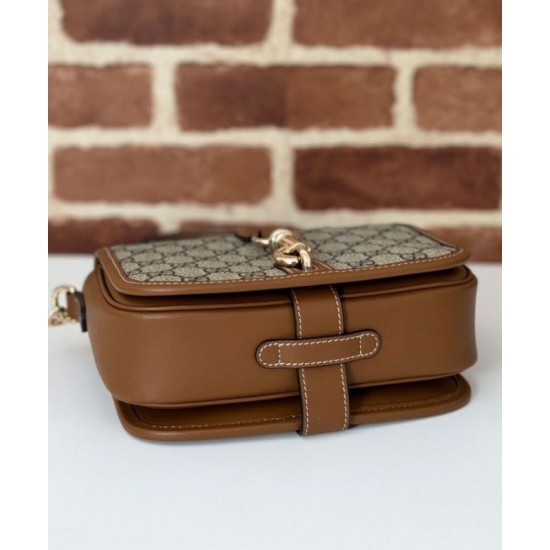 Replica perfetta Borsa a tracolla mini Gucci con stemma GG 815211 Caffè Imitazione Outlet Online