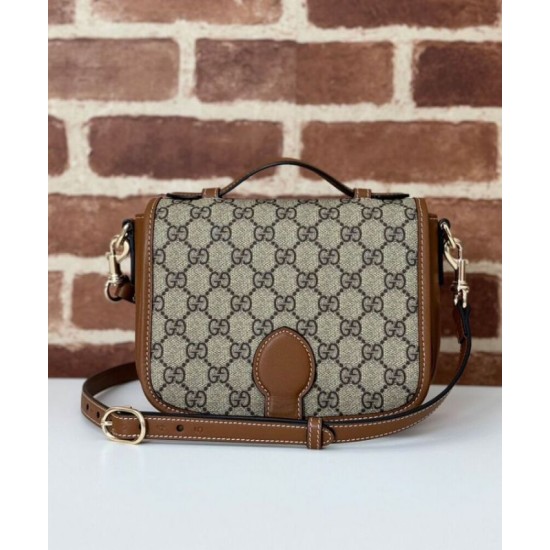 Replica perfetta Borsa a tracolla mini Gucci con stemma GG 815211 Caffè Imitazione Outlet Online