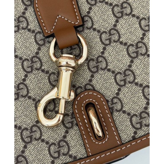 Replica perfetta Borsa a tracolla mini Gucci con stemma GG 815211 Caffè Imitazione Outlet Online