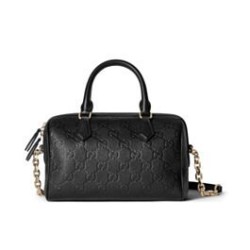 Perfette Qualità Repliche Borsa piccola con manico superiore Gucci GG Emblem 815255 Nera Imitazione