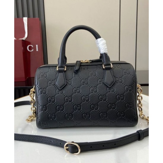 Perfette Qualità Repliche Borsa piccola con manico superiore Gucci GG Emblem 815255 Nera Imitazione