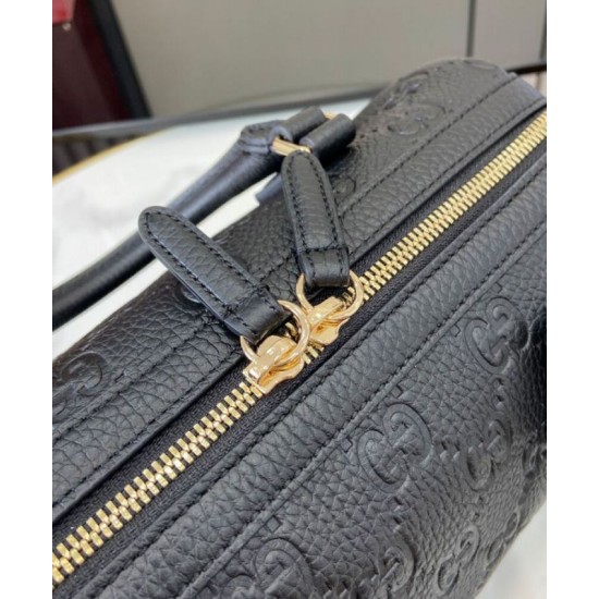 Perfette Qualità Repliche Borsa piccola con manico superiore Gucci GG Emblem 815255 Nera Imitazione