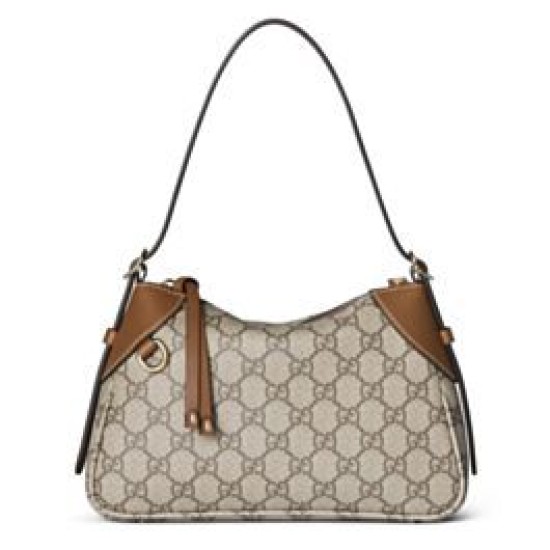 Miglior Falso Borsa a tracolla piccola Gucci GG Emblem 815218 Caffè Economiche Premium