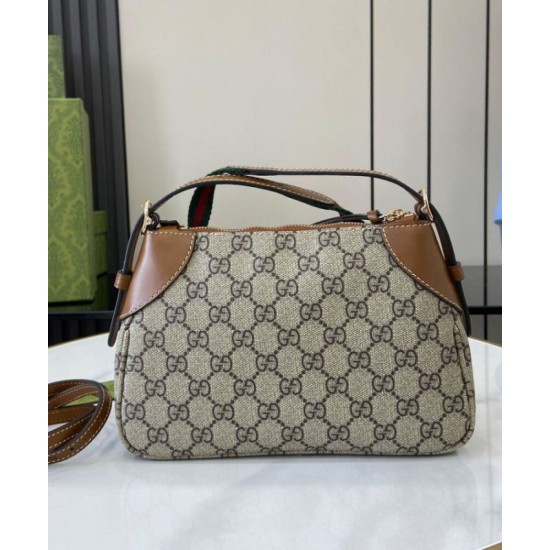 Miglior Falso Borsa a tracolla piccola Gucci GG Emblem 815218 Caffè Economiche Premium