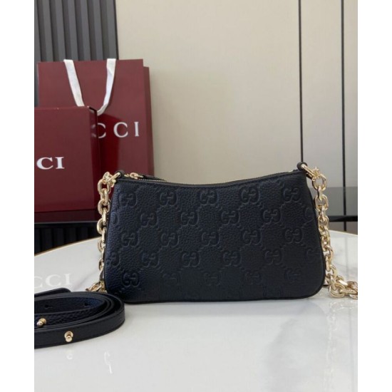 Miglior Falso Borsa Super Mini Gucci con stemma GG 815278 Nera Economiche Premium