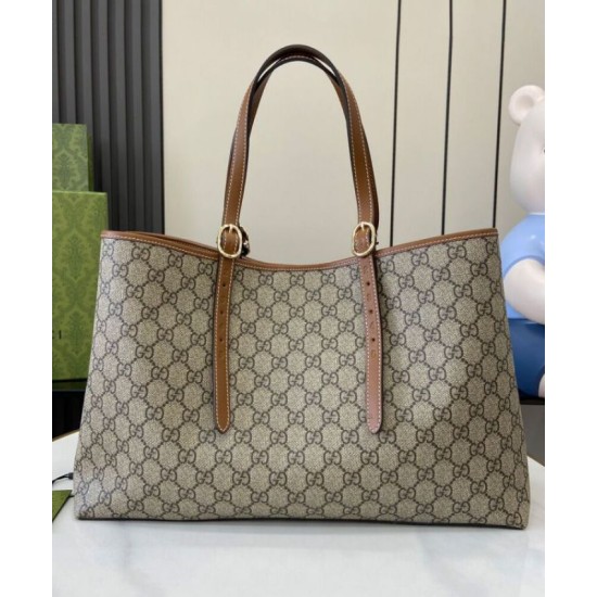 Replica perfetta Borsa tote media Gucci GG Emblem 815213 Caffè Imitazione Outlet Online