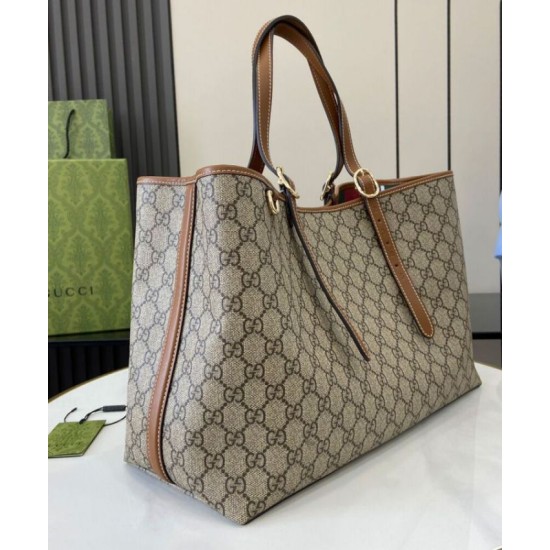 Replica perfetta Borsa tote media Gucci GG Emblem 815213 Caffè Imitazione Outlet Online