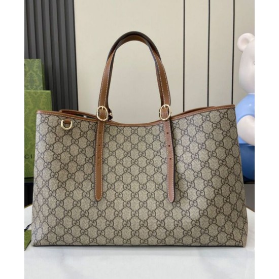Replica perfetta Borsa tote media Gucci GG Emblem 815213 Caffè Imitazione Outlet Online
