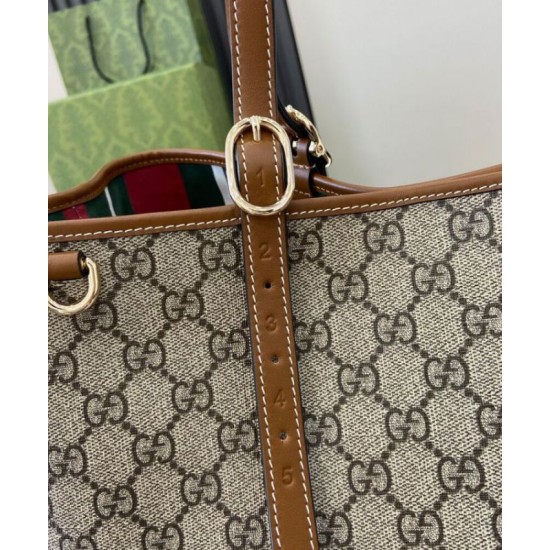 Replica perfetta Borsa tote media Gucci GG Emblem 815213 Caffè Imitazione Outlet Online