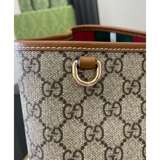 Replica perfetta Borsa tote media Gucci GG Emblem 815213 Caffè Imitazione Outlet Online