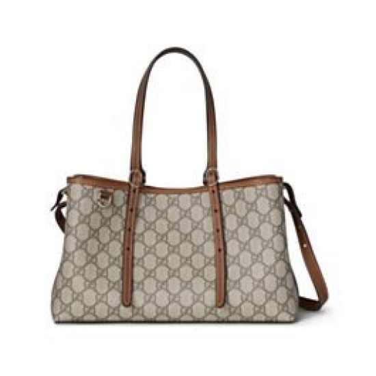 Migliore Repliche Borsa tote piccola Gucci GG Emblem 815214 Caffè Economiche Outlet Online
