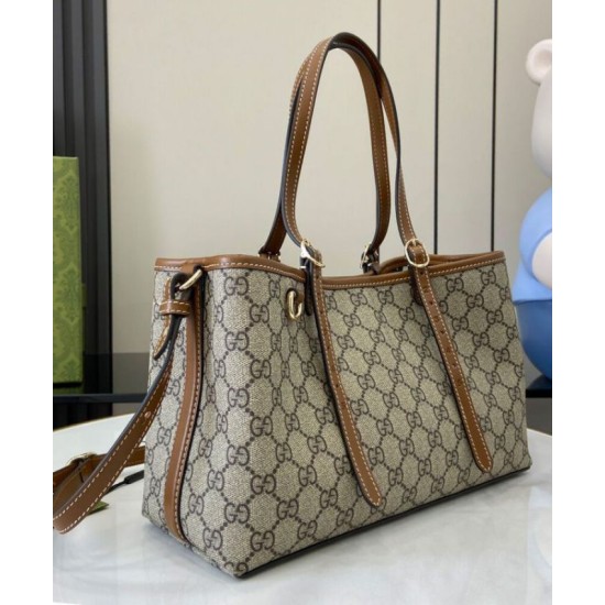 Migliore Repliche Borsa tote piccola Gucci GG Emblem 815214 Caffè Economiche Outlet Online