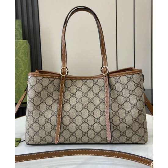 Migliore Repliche Borsa tote piccola Gucci GG Emblem 815214 Caffè Economiche Outlet Online