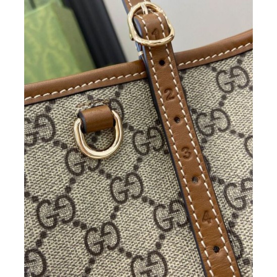 Migliore Repliche Borsa tote piccola Gucci GG Emblem 815214 Caffè Economiche Outlet Online