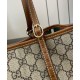 Migliore Repliche Borsa tote piccola Gucci GG Emblem 815214 Caffè Economiche Outlet Online