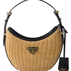 Perfette Qualità Repliche Borsa Prada Arque in vimini e pelle 1BC202 Nero Imitazione