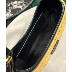 Perfette Qualità Repliche Borsa Prada Arque in vimini e pelle 1BC202 Nero Imitazione