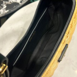 Perfette Qualità Repliche Borsa Prada Arque in vimini e pelle 1BC202 Nero Imitazione
