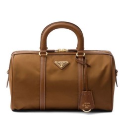 Replica perfetta Borsa tote Prada Fever-Edition in nylon riciclato e Safiano Caffè Imitazione Outlet Online