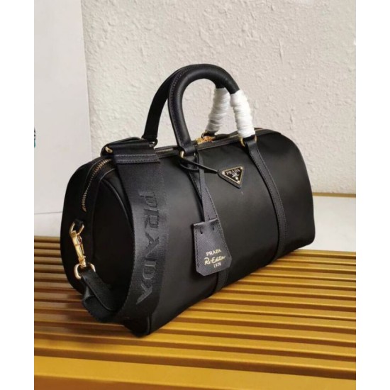 Miglior Falso Prada Borsa tote Fever-Edition in nylon riciclato e Safiano Nero Economiche Premium