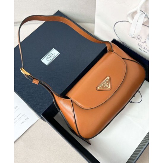 Replica perfetta Borsa a tracolla piccola Prada 1BD358 Caffè Imitazione Outlet Online