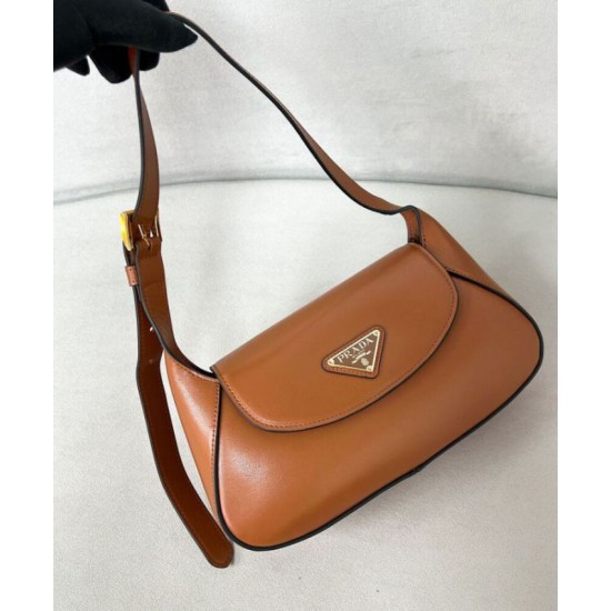 Replica perfetta Borsa a tracolla piccola Prada 1BD358 Caffè Imitazione Outlet Online