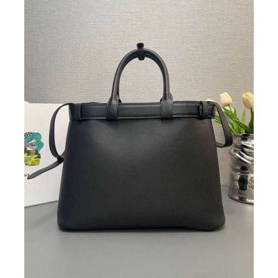 Miglior Falso Borsa a mano grande con fibbia Prada con cintura 1BA416 Nero Economiche Premium