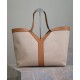 Miglior Falso YSL Saint Laurent Y Borsa Tote in Pelle e Tela Caffè Economiche Premium