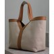 Miglior Falso YSL Saint Laurent Y Borsa Tote in Pelle e Tela Caffè Economiche Premium