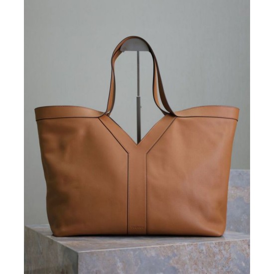 Replica perfetta YSL Saint Laurent Y Borsa Tote in Pelle Caffè Imitazione Outlet Online