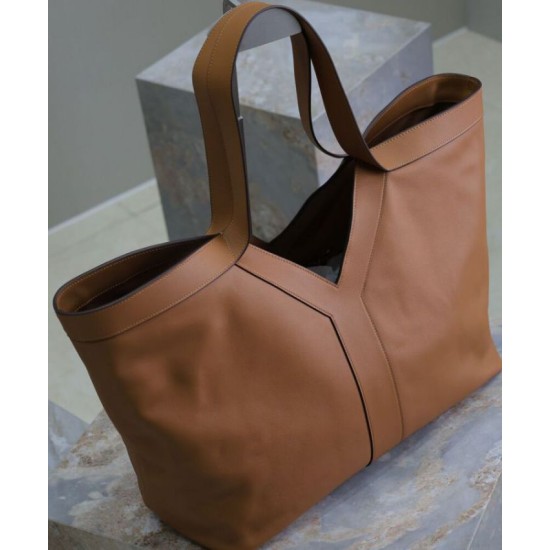 Replica perfetta YSL Saint Laurent Y Borsa Tote in Pelle Caffè Imitazione Outlet Online