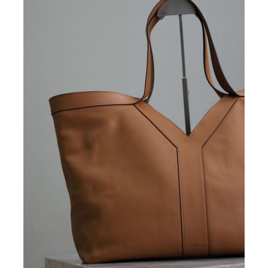 Replica perfetta YSL Saint Laurent Y Borsa Tote in Pelle Caffè Imitazione Outlet Online