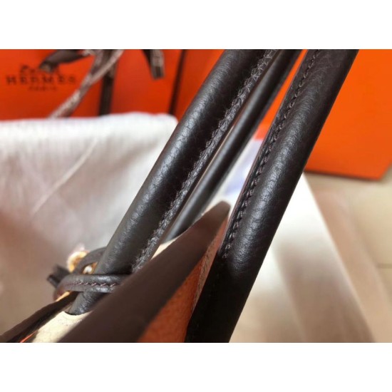 Perfette Qualità Repliche Borsa Hermes Birkin tricolore 30 cm in pelle Clemence arancione/bianca/nera Imitazione