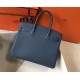 Replica perfetta Borsa Hermes Birkin 30 cm in pelle Clemence agata blu Imitazione Outlet Online